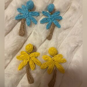 Trendy Jewels Blue and Yellow Palm Earrings